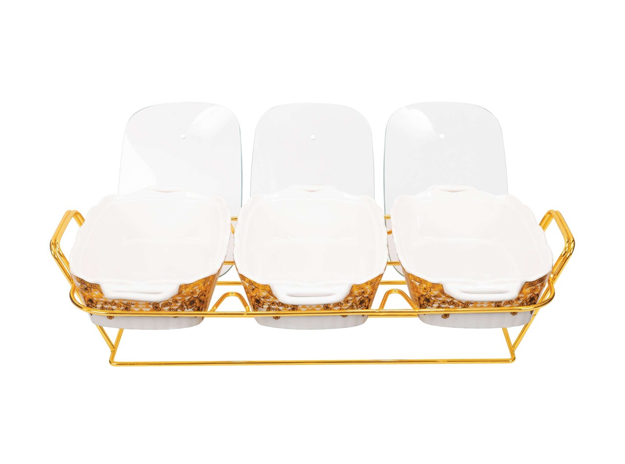 Wadah Saji Kecil Canela Dengan Rak CRG915 Gemini Gold